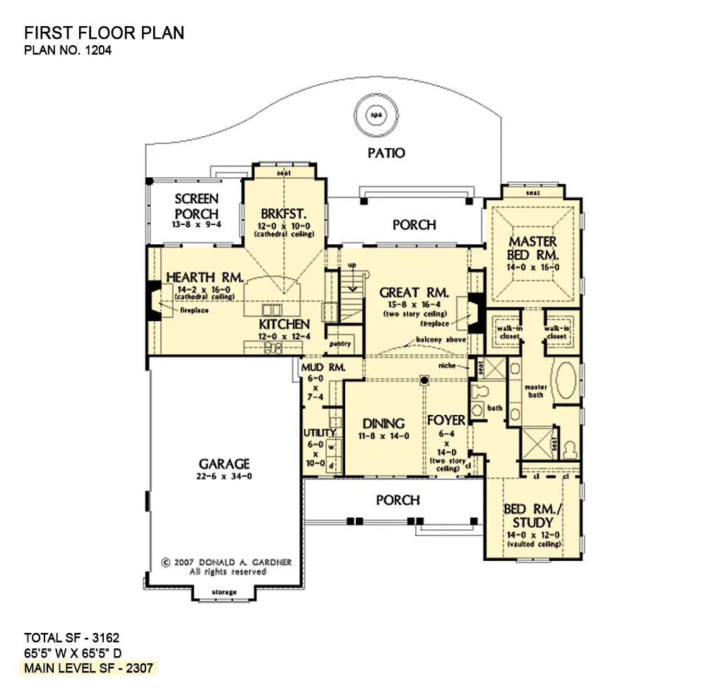 This is the first floor plan image for two story house plan 1204 The Rochelle