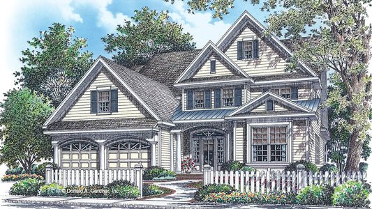 This is an illustration of the front of two story house plan 1085 The Rochester 