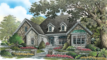 This is an illustration of the front of four bedroom house plan 1116 The Rockwood 