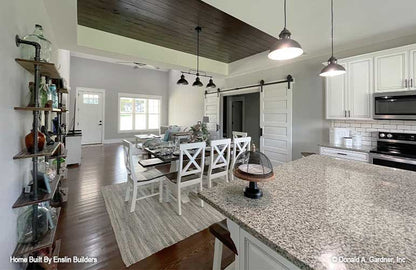 Open floor concept with view of the dining room. The Rogers plan 1383. 