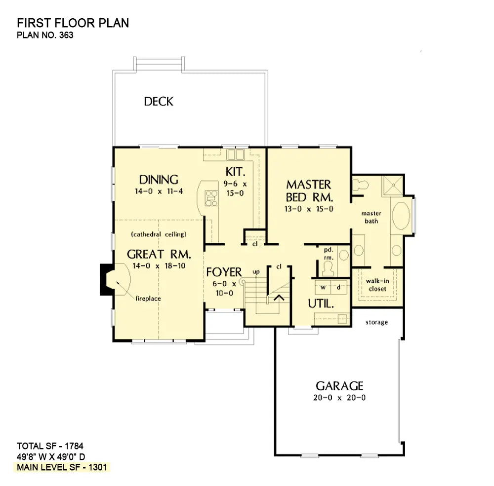 This is the first floor plan image for small house plan 363 The Ross