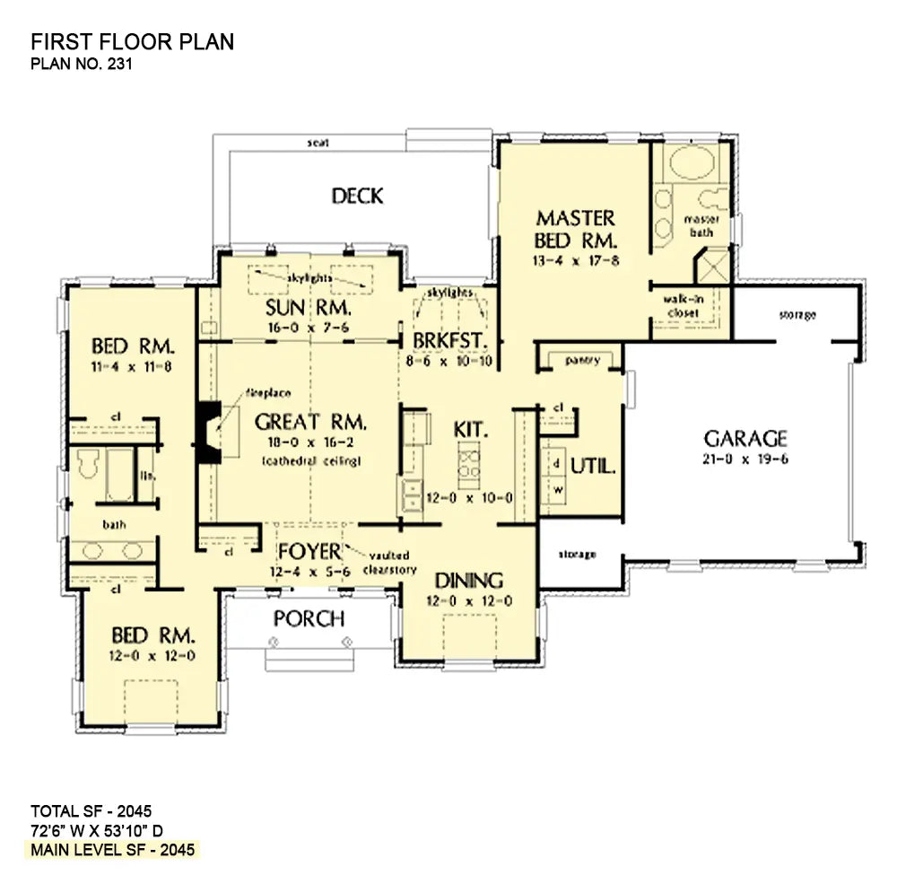 This is the first floor plan image for brick house plan 231 The Rothschild