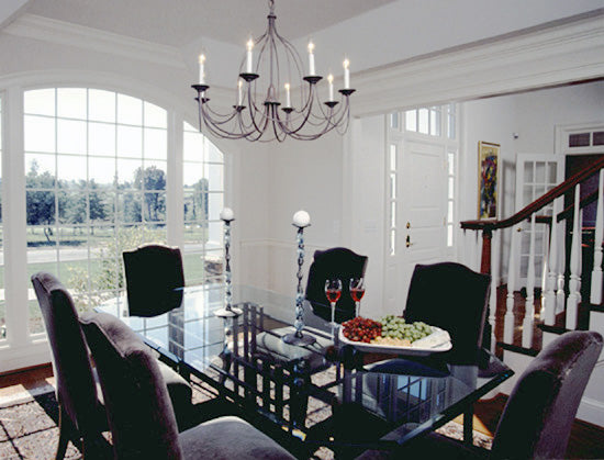 Large arched window in the dining room. The Rousseau plan 451.