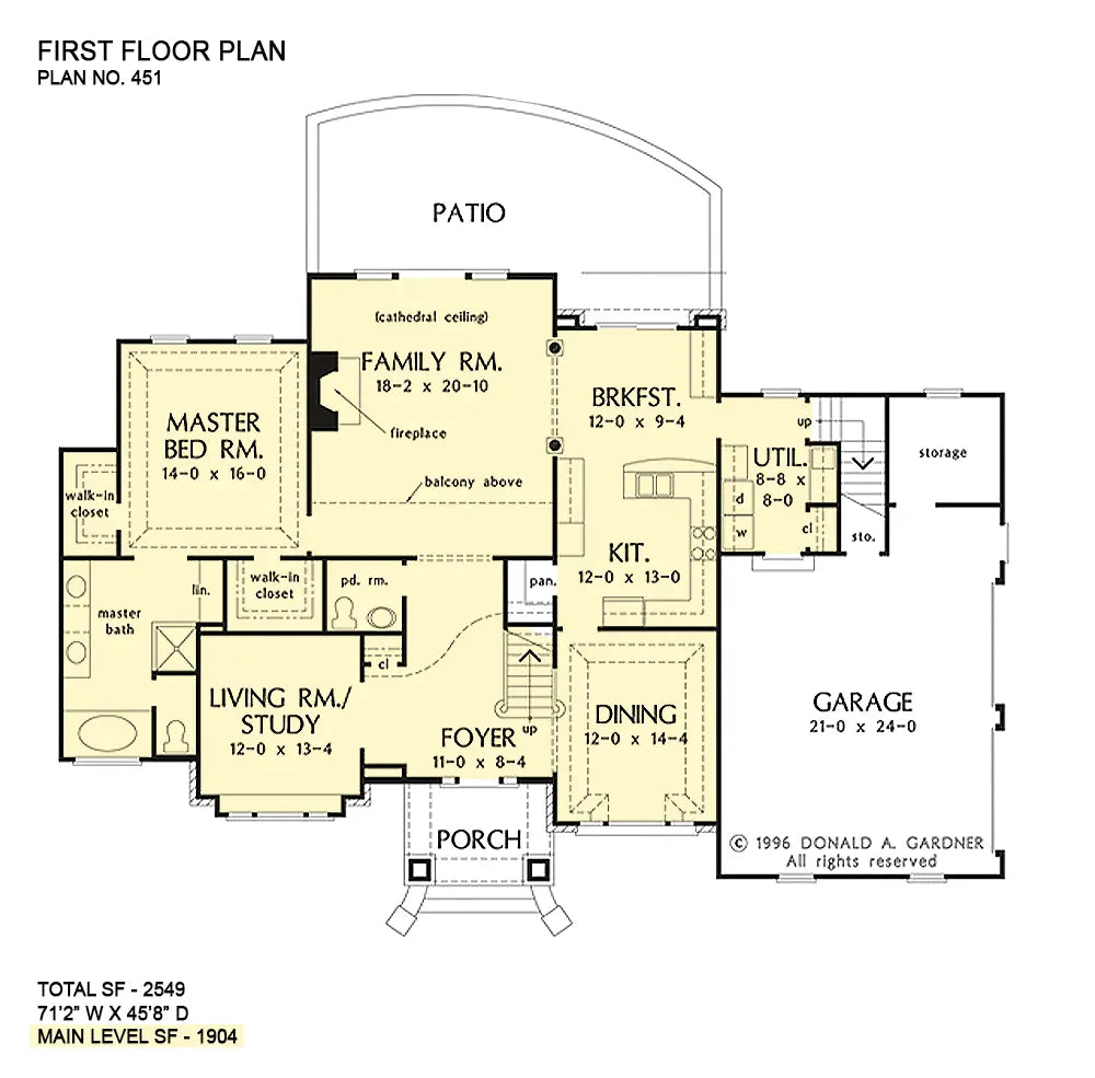 This is the first floor plan image for European house plan 451 The Rousseau