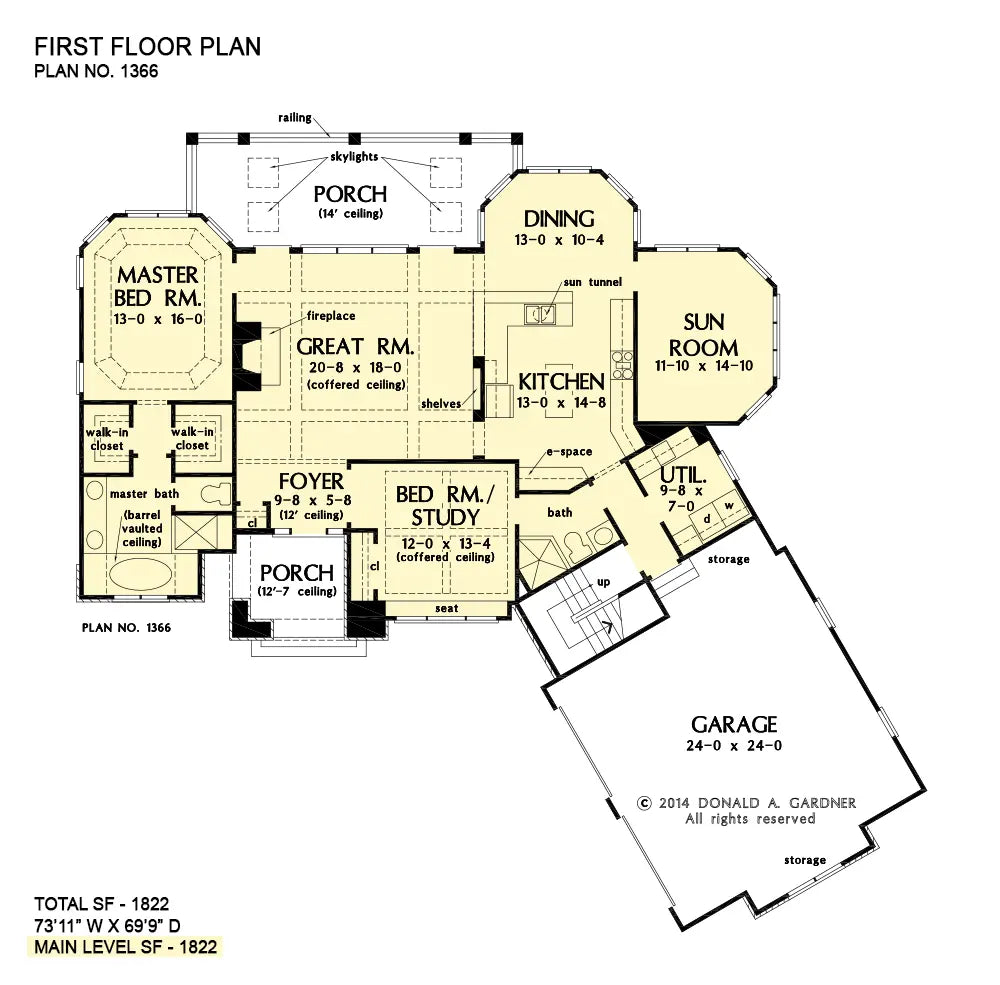 This is the first floor plan image for craftsman house plan 1366 The Rowan