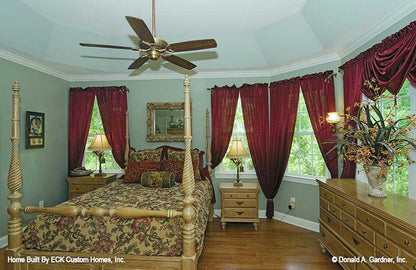 Tray ceiling in the master bedroom. The Rowan plan 1366. 