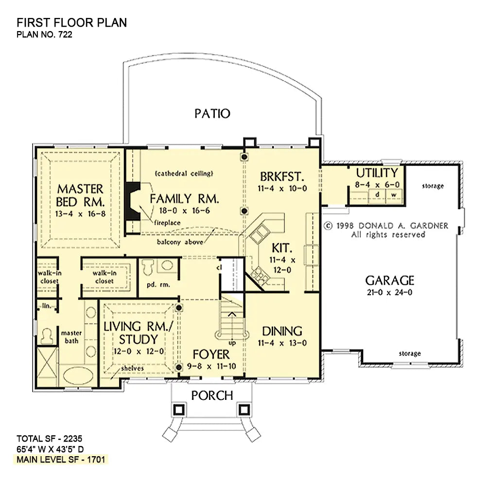 This is the first floor plan image for traditional house plan 722 The Roxbury