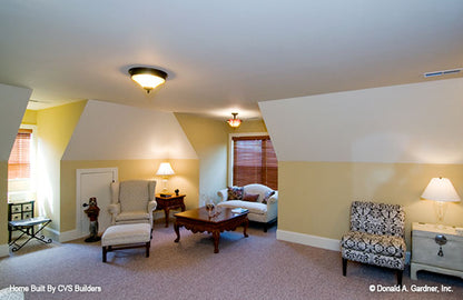 Clipped ceilings in the bonus room. The Runnymeade plan 1164.