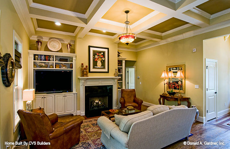 Fireplace view in the Great room. The Runnymeade plan 1164.