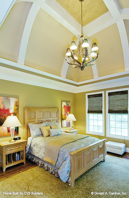 Chandelier over the bed in the master bedroom. The Runnymeade plan 1164.