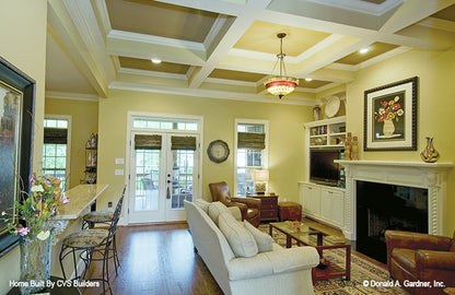 Coffered ceiling in the Great room. The Runnymeade plan 1164.