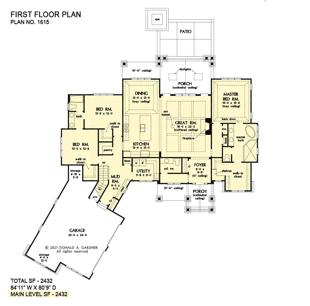 This is the first floor plan image for craftsman house plan 1615 The Rupert