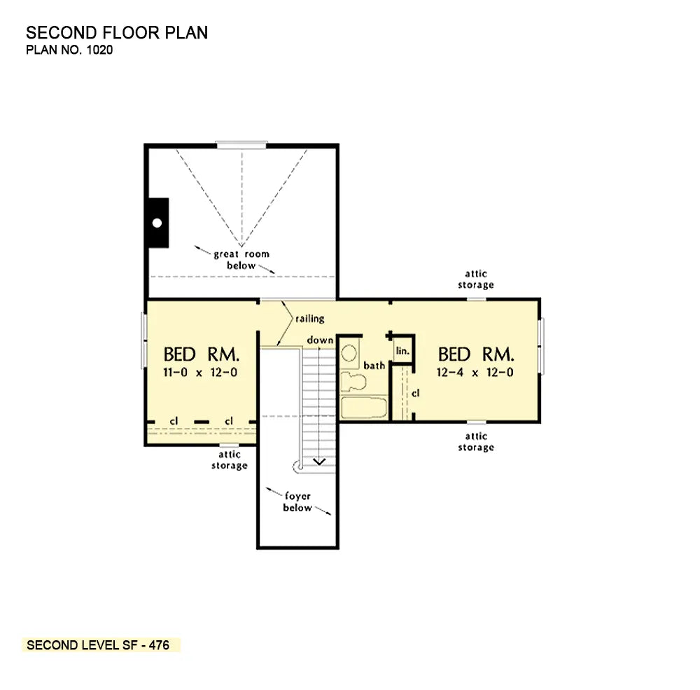 This is the second floor plan image for cottage house plan 1020 The Russet