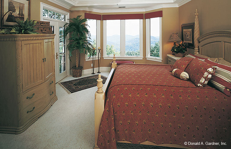 This is a photograph of the master bedroom of craftsman house plan 824 The Ryecroft as built by a customer