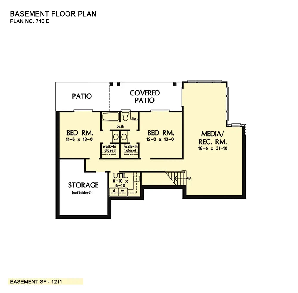 This is the basement floor plan image for walkout basement house plan 710 The Sable Ridge