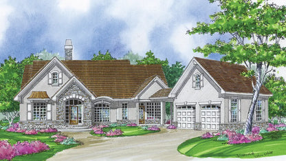 This is an illustration of the front of mountain house plan 710 The Sable Ridge