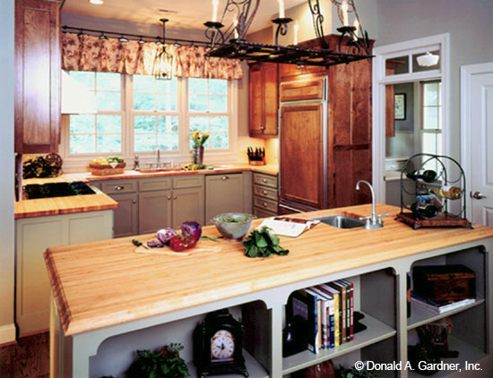 This is a photograph of the kitchen island of mountain house plan 710 The Sable Ridge as built by a customer