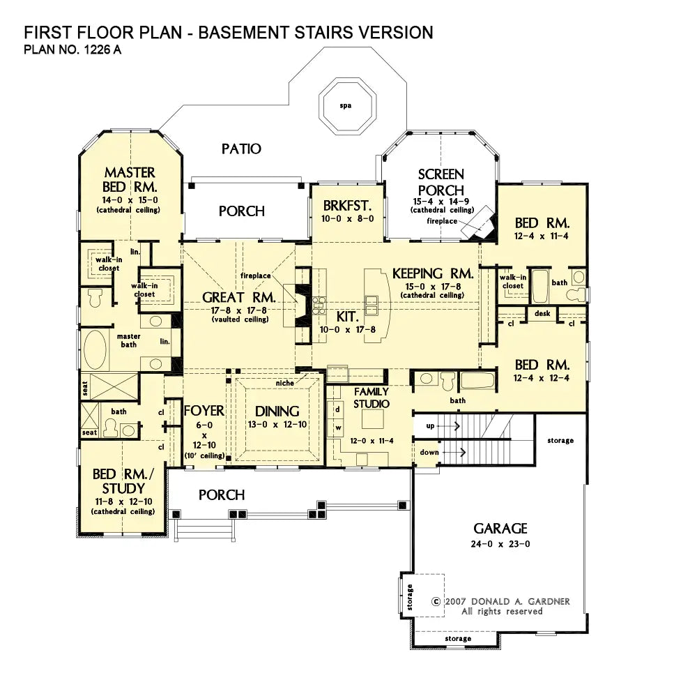 This is the first floor plan image for ranch house plan 1226 The Sagecrest if the home is built over a basement