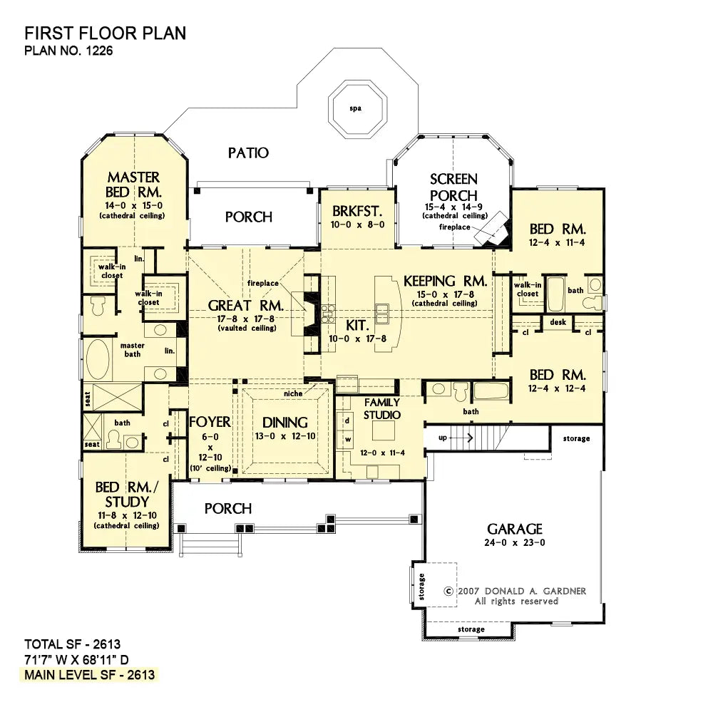 This is the first floor plan image for craftsman house plan 1226 The Sagecrest