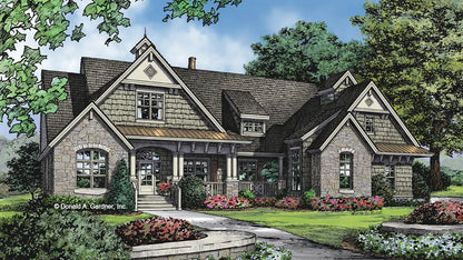 This is an illustration of the front of craftsman house plan 1226 The Sagescrest