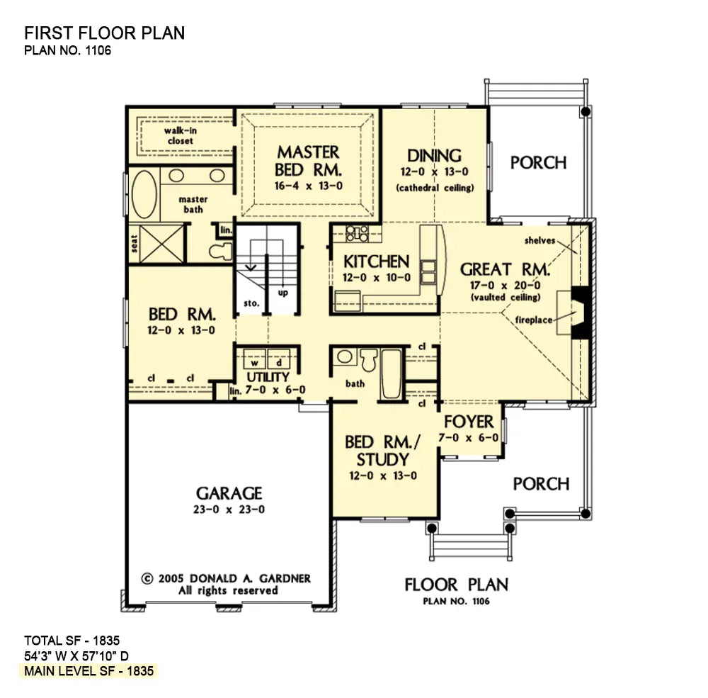 This is the first floor plan image for cottage house plan 1106 The Sagemoor