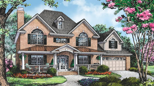 This is an illustration of the front of luxury house plan 1152 The Sanderson