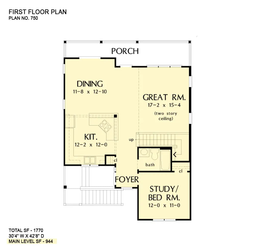 This is the first floor plan image for coastal house plan 750 The Sandifer