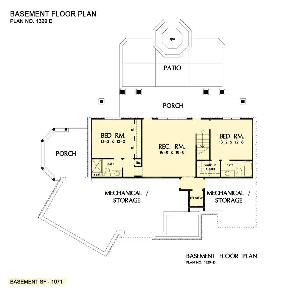 This is the basement floor plan image for house plan 1329 The Sandy Creek