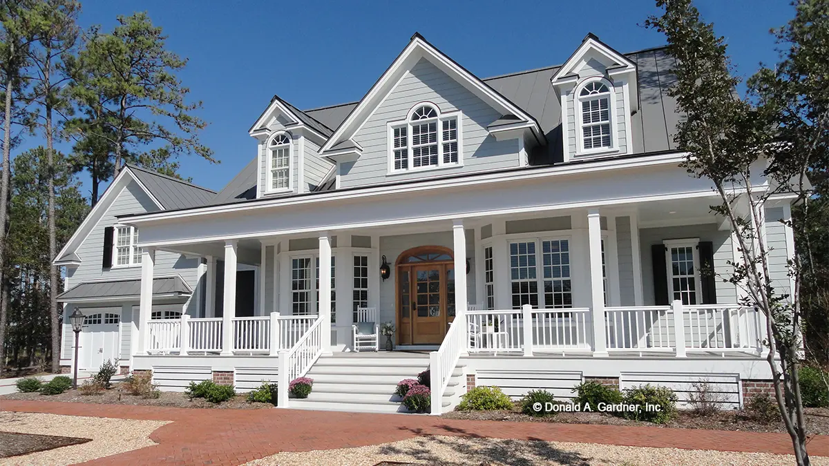 This is a photograph of the front of country house plan 1011 The Santee as built by a customer