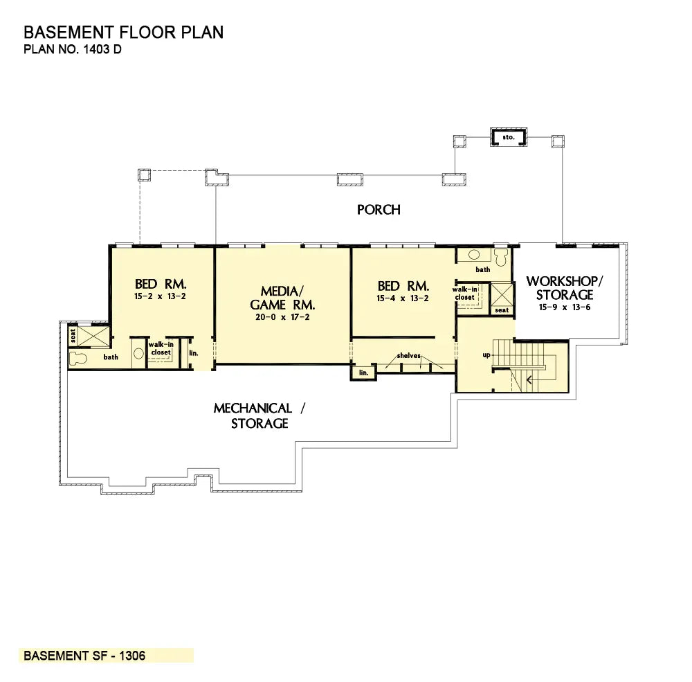 This is the basement floor plan image for house plan 1403 The Sarafine