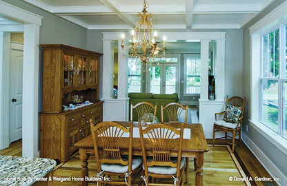 Coffered ceiling in the dining room. The Sassafras plan 814.