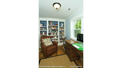 Built-in bookcase in the study. The Sassafras plan 814.