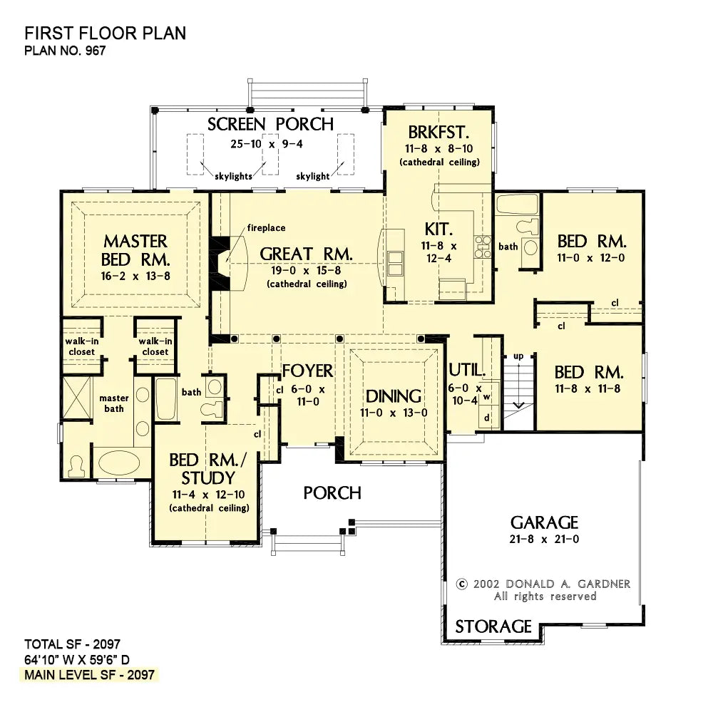 This is the first floor plan image for craftsman house plan 967 The Satchwell