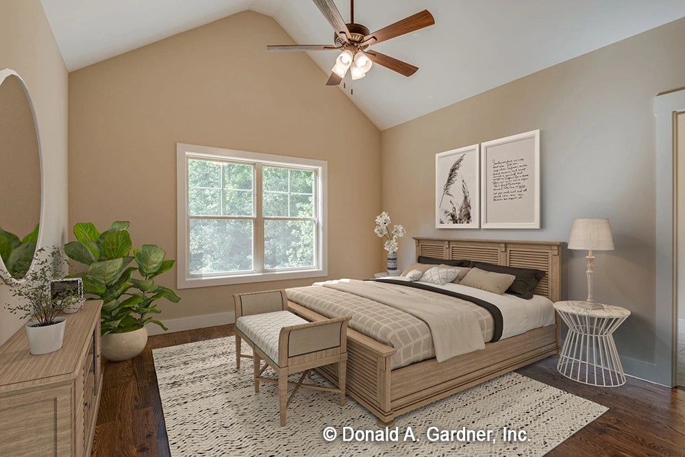 The master bedroom is a quiet retreat in small house plan 1422 The Sawyer