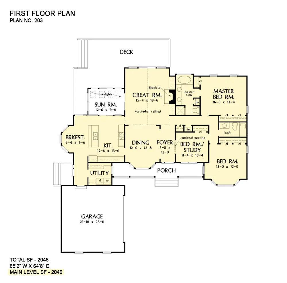 This is the first floor plan image for country house plan 203 The Scarborough