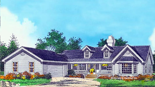 This is an illustration of the front of country house plan 203 The Scarborough