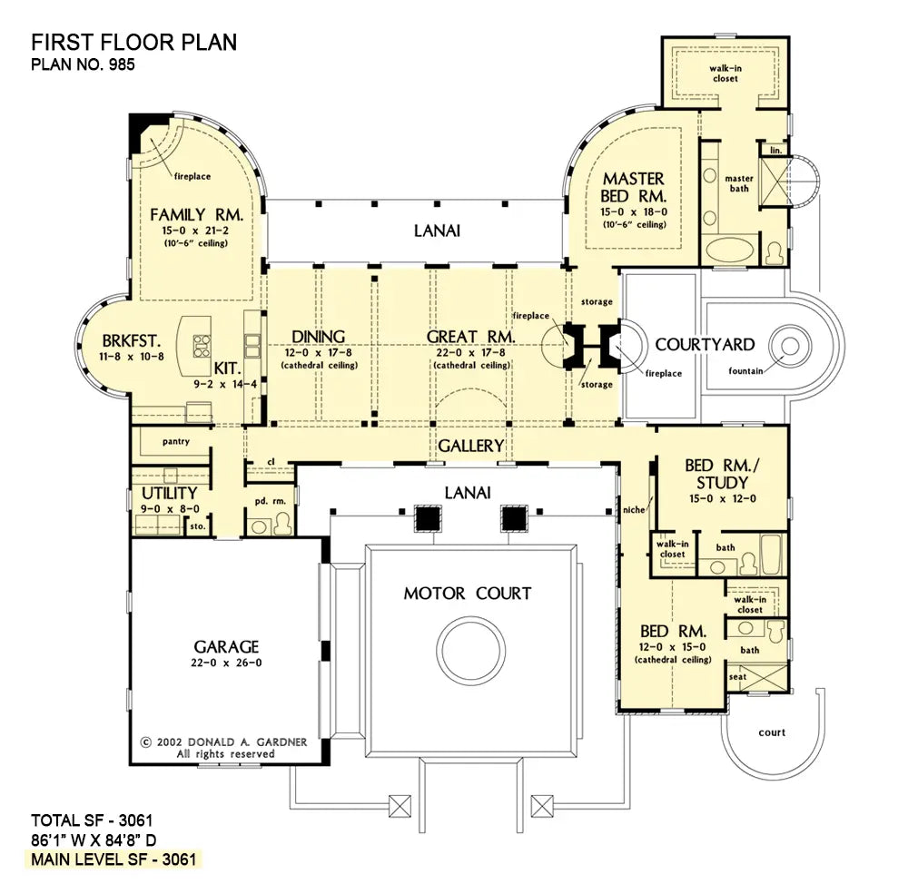 This is the first floor plan image for southwestern house plan 985 The Scottsdale