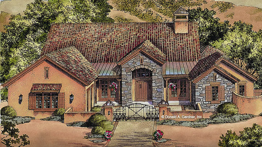 Front view illustration. The Scottsdale plan 985.