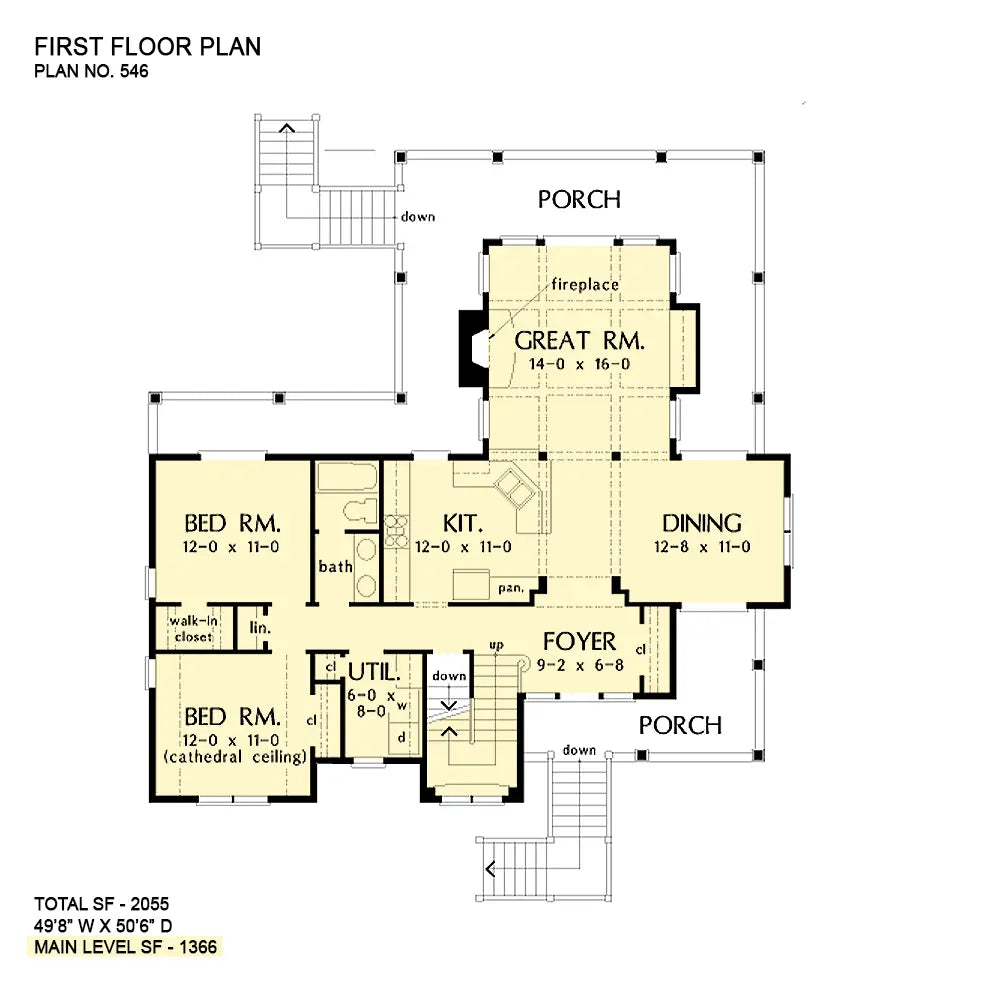 This is the first floor plan image for coastal house plan 546 The Seabrook