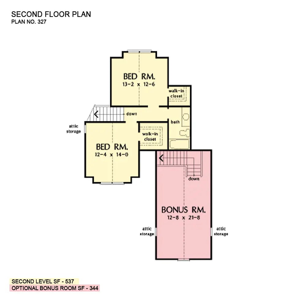 This is the second floor plan image for two story house plan 327 The Sedgewicke