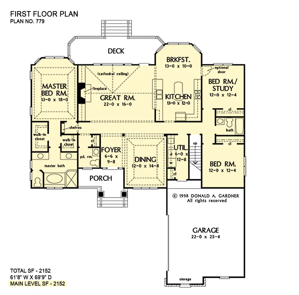 This is the first floor plan image for craftsman house plan 779 The Serenade