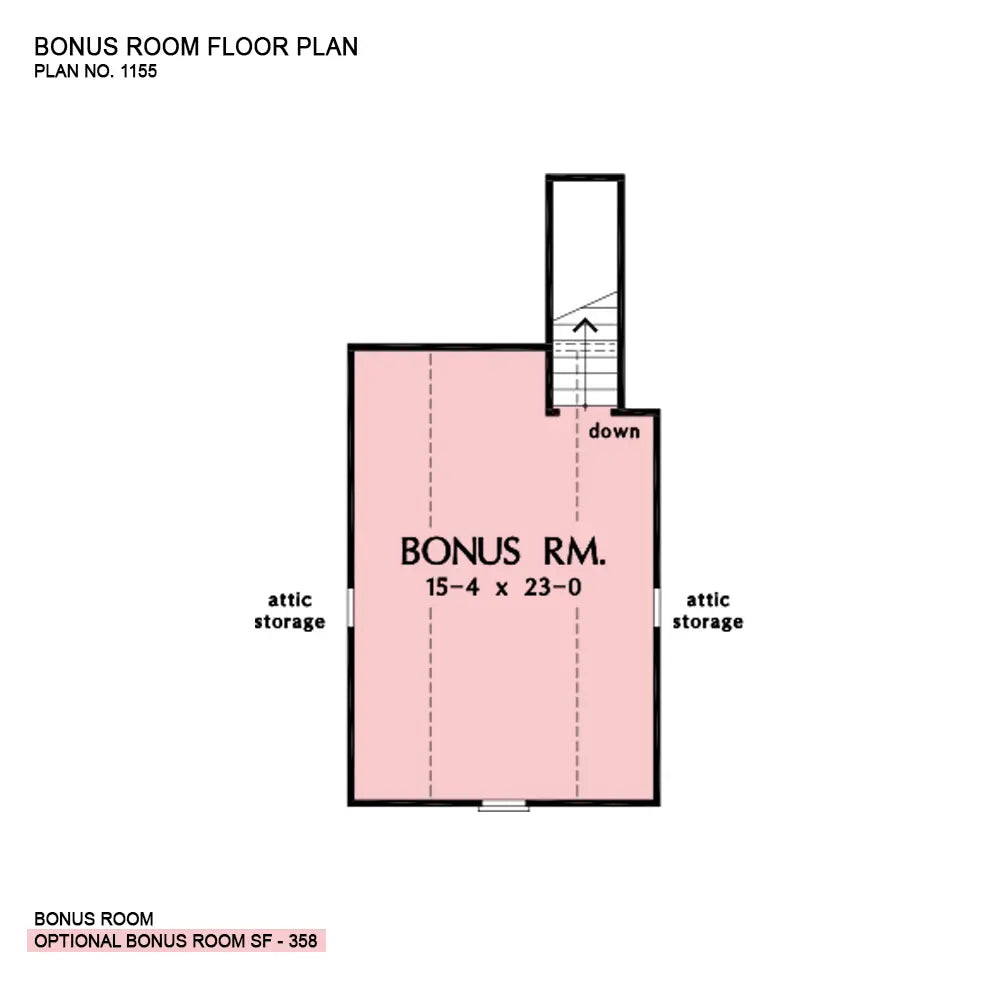 This is the bonus room floor plan image for ranch house plan 1155 The Serendipity