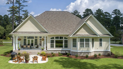 This is a photograph of the rear of craftsman house plan 1155 The Serendipity as built by a customer