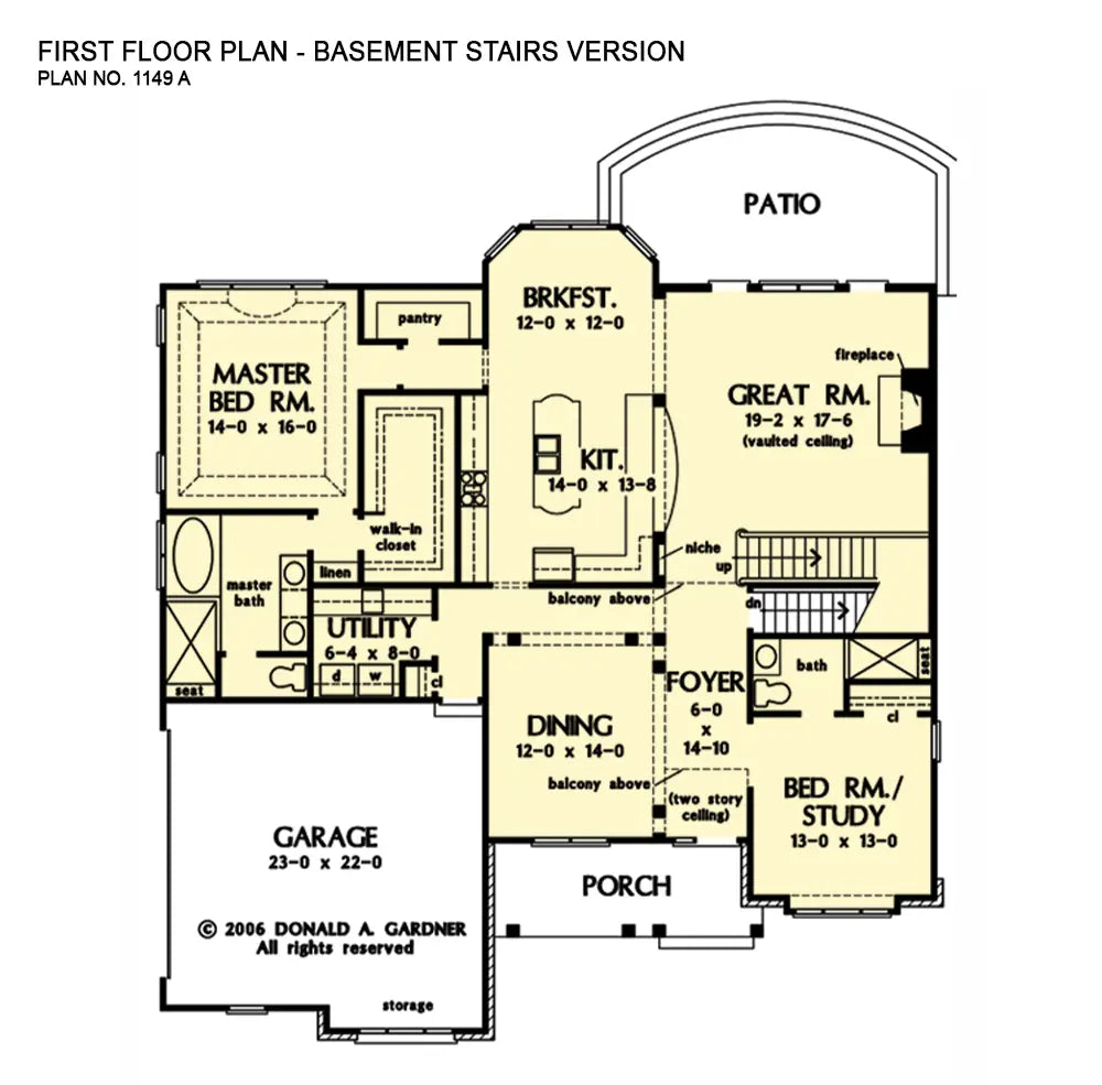 first floor layout with alteration made to the stairs for access to the optional basement