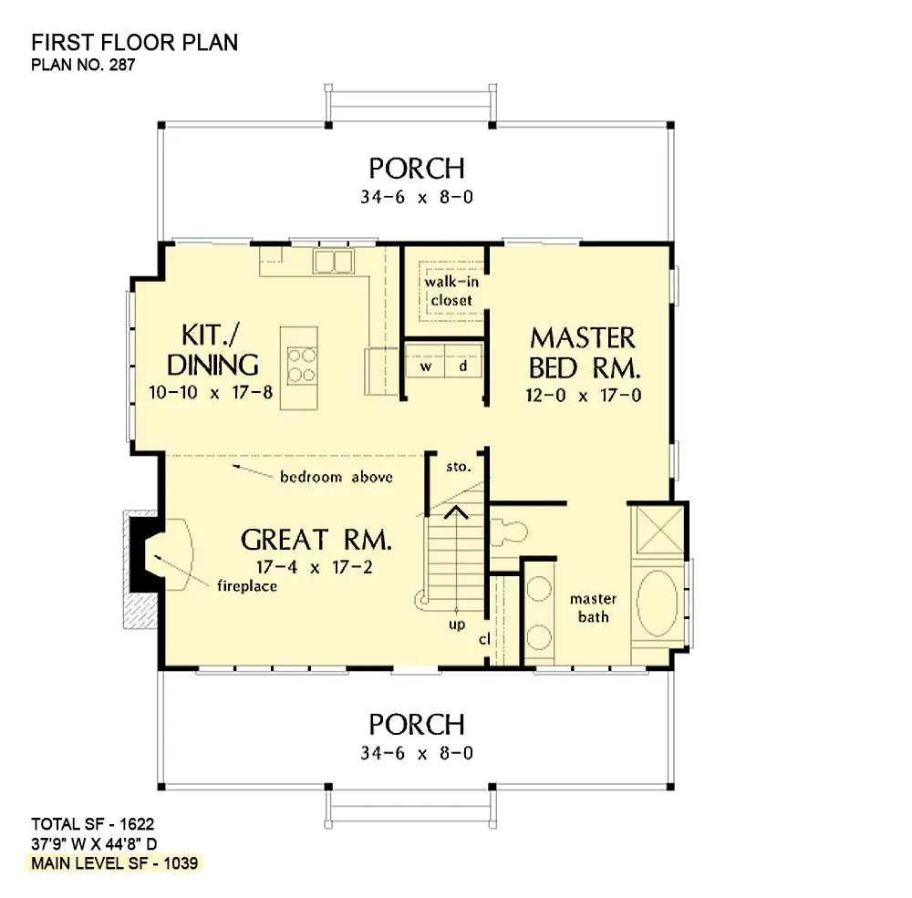 This is the first floor plan image for country house plan 287 The Seymour