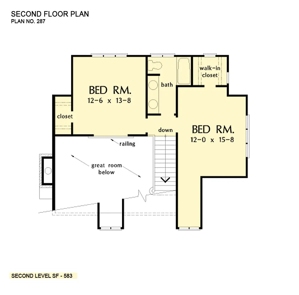 This is the second floor plan image for small house plan 287 The Seymour