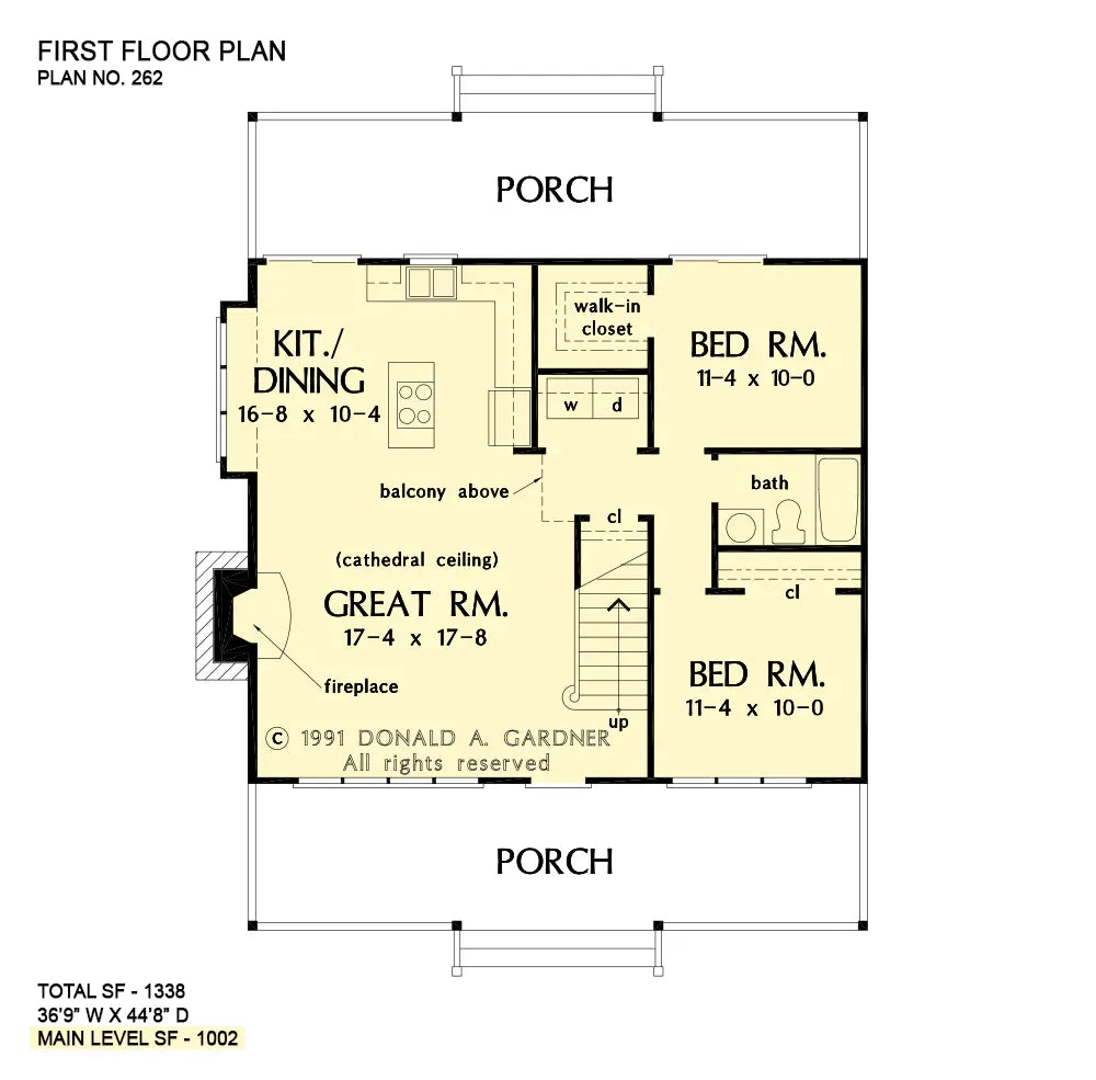 This is the first floor plan image for small house plan 262 The Shady Grove