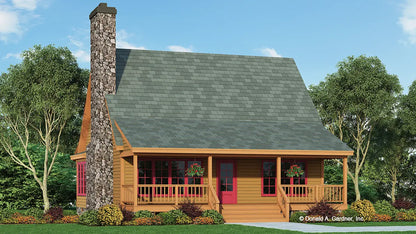 Front side chimney view illustration. The Shady Grove plan 262.