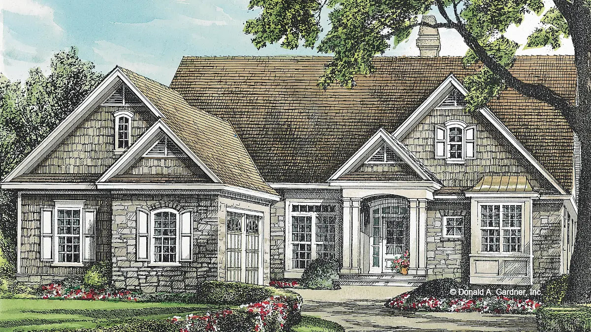 This is an illustration of the front of rustic house plan 902 The Sherbrooke 