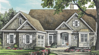 This is an illustration of the front of rustic house plan 902 The Sherbrooke 